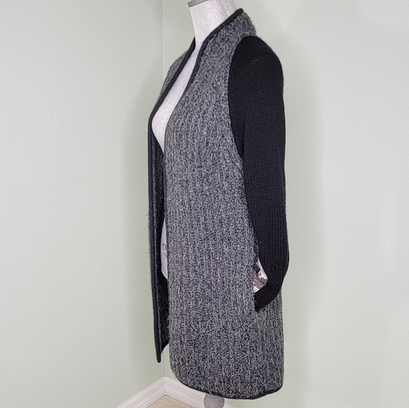 Chup Smartwool Black & Grey Speren Wool Blend Cardigan Sweater Wrap Size XS - Picture 4 of 8